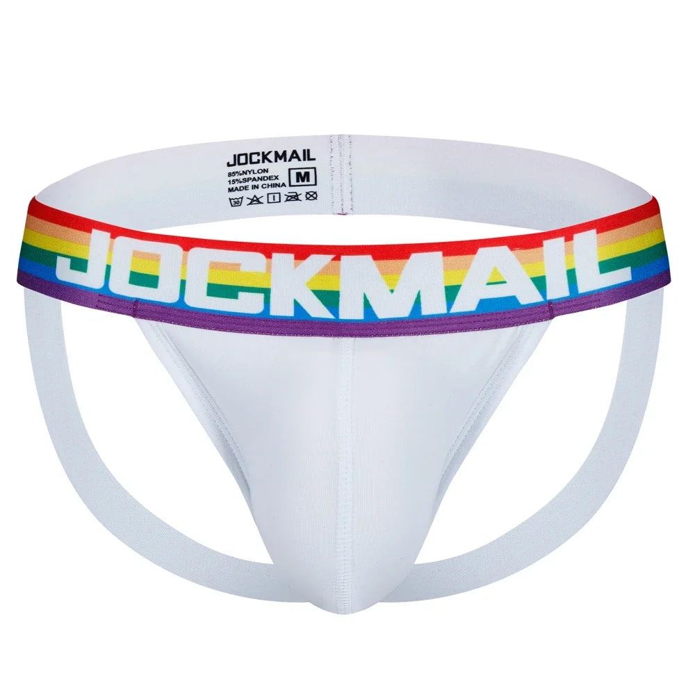 2pcs/Lot Men Underwear Jockstrap Thong Cotton Rainbow Sexy Sissy Mens Briefs Tangas De Homrbre Cueca Gay Underwear Breathable