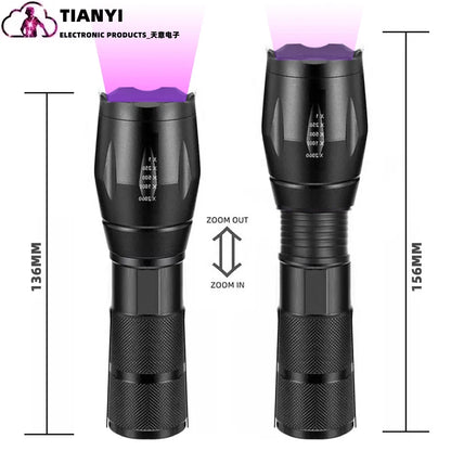 365nm & 395nm Ultraviolet Flashlight Blacklight,2 in 1 LED UV Flashlight for Resin Curing,Rocks & Minerals Hunting,Leak Detector