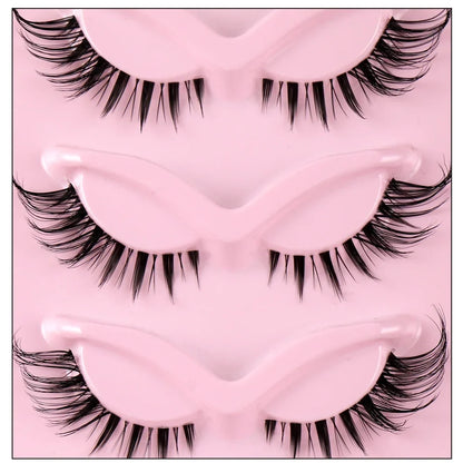 5 Pairs Cat Eye Lashes Natural Eyelashes Winged End Eye Elongated Eyelashes Clear Band Lashes Eyelash Extension Manga Lashes