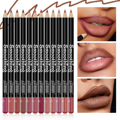 12 pcs Long-Lasting Lipstick Set with Professional Lip Liner Pencil and Matte Lip Gloss for Women Valentine's Day Gifts