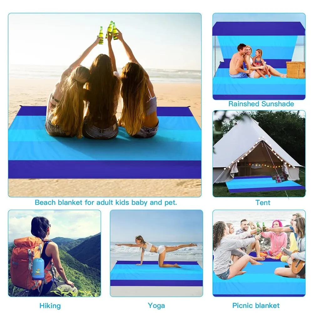 Beach Blanket, Waterproof and Sandproof Large 2-3 Adult Light Picnic