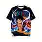 Anime One Piece Luffy Printed Short Sleeve T Shirt and Shorts Set