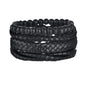 New Trendy Retro 4pcs/Set Bracelets & Bangles Men's Multilayer Black Leather Jewelry Charm Pulseiras Boyfriend Wristband