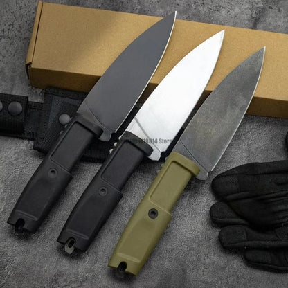 Camping Knife with Straight Steel Blade, G10 Handle, Anti-Slip Rubber