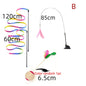 Interactive Cat Toy Handfree Cat Stick Kitten Rainbow Strips Stick Toy Suction Cup Feather Wand Pet Supplies Simulation Feather