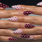 24pcs Red Star Print Fake Nails Sweet Cool Short Almond Press on Nail for Women Wearable Detachable Ins Spice Girl False Nails