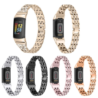 Fitbit Charge 6, 5, 4, 3 & 2 Rhinestone Bracelet Band, 3 Rows