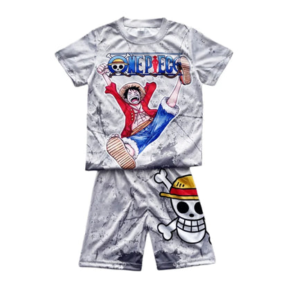 New One Piece Monkey D. Luffy Kids Pajama Set Short Sleeve T-Shirt