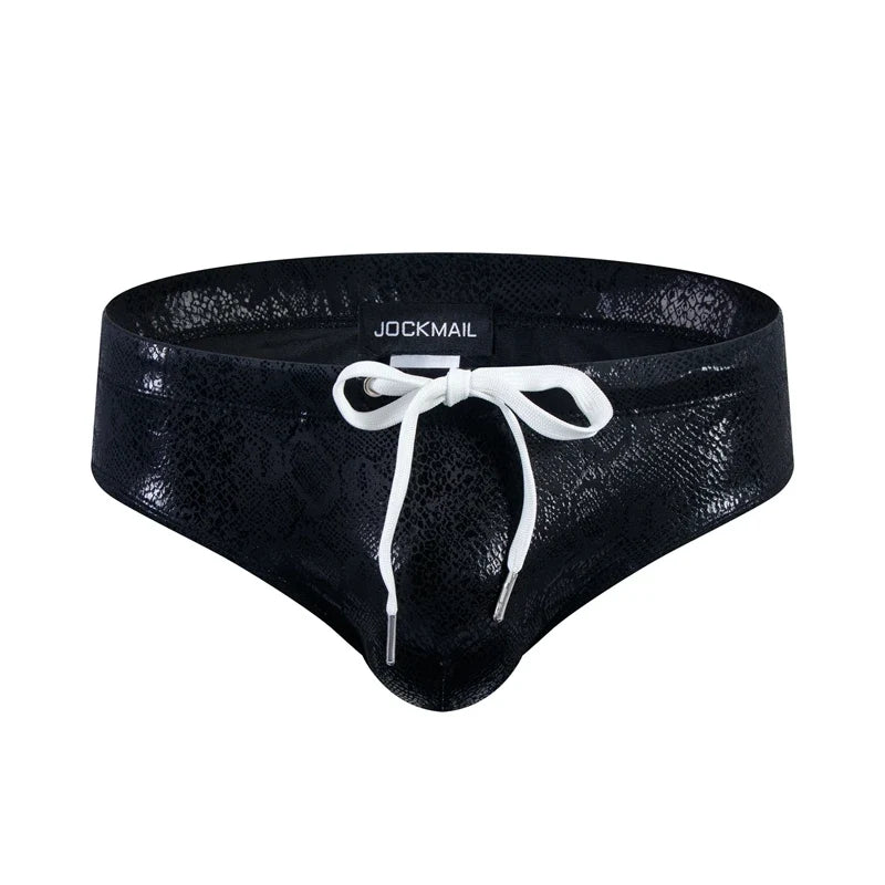 Push Up Padded Swimwear Men Swimsuit Shorts Mens Bikini Briefs Summer Trunk Swim Suit Sunga Slip Beach Shorts Snakeskin Print
