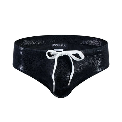 Push Up Padded Swimwear Men Swimsuit Shorts Mens Bikini Briefs Summer Trunk Swim Suit Sunga Slip Beach Shorts Snakeskin Print