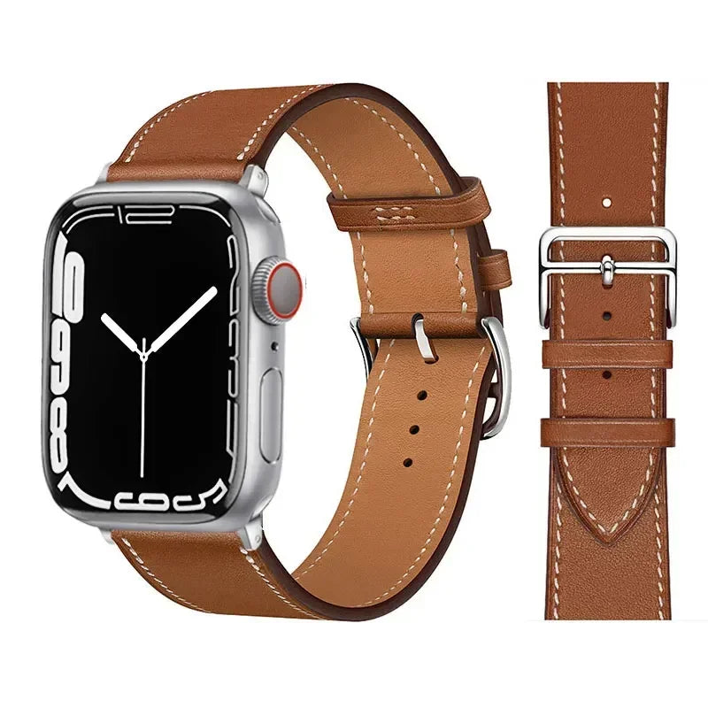 Leather Watch Straps For Apple Watch Band 46mm 44mm 49mm 45mm 42mm 40mm 41mm Bracelet Iwatch Series 11-10-9-8-7-6-5 Se-Ultra 2/3