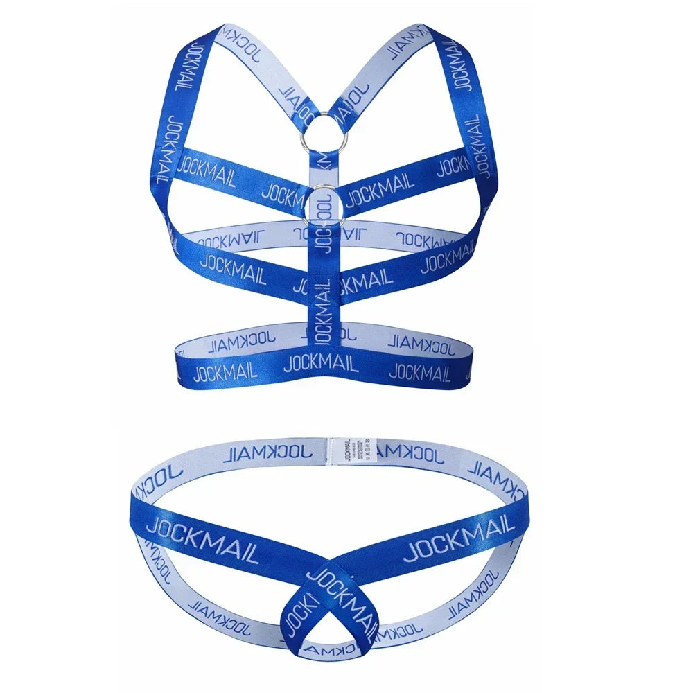 Sexy Gay Men Underwear Bondage Mens Harness Thongs Set Body Chest Costume G-string Jockstrap Lingerie Man Halter Neck Hollow Out