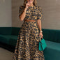Women Elegant Solid Two Piece Sets Summer Short Sleeve Button-down Crop Blouse Top High Waist Wide-leg Pants Set Casual Outfits