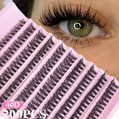 Individual Lashes 8-16mm 200pcs Cluster Lashes Natural Look Mixed Tray DIY Eyelash Extension Volume Lash Clusters Eyelashes Long