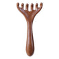 Natural Golden Sandalwood Six-Claw Scalp Massager Gua Sha Tool Back Scratcher Spa Handheld Meridian Massage Comb Hair Care
