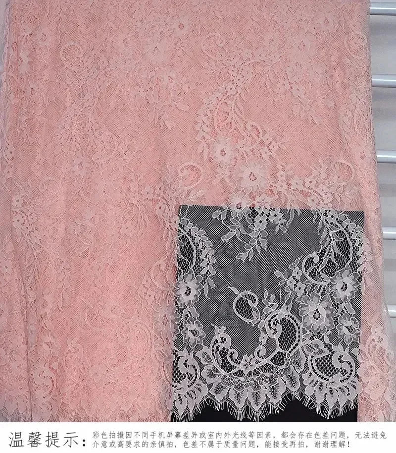 3Meters/lot Off White French Chantilly Lace Fabric , Eyelash Embroidery Lace Craft Bridal Veil Lace Accessory 150cm Width