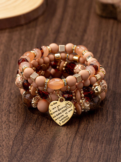 WG Bracelet Stackable Bead Bracelets Ladies Mens Stretch Multilayer Bracelet Set Multicolor Jewelry Earrings Bracelet Set