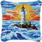Lighthouse Sailing Latch Hook Set Embroidery Latch Hook Kit Marine Animals Latch Hook Pillow Set Button Pad Package Handmade DIY