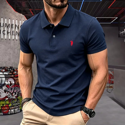 100% Pure Cotton High-End Brand Men's Short Sleeve Polo Shirt Summer
