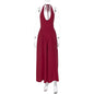 Talenza Backless Deep V Spliced Long Dress Summer Women's Sexy Party Dress Halter New Fashion Slim White Sleeveless Long Dress