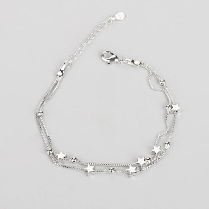 925 Sterling Silver Hollow Heart Bracelets for Women Girls Vintage