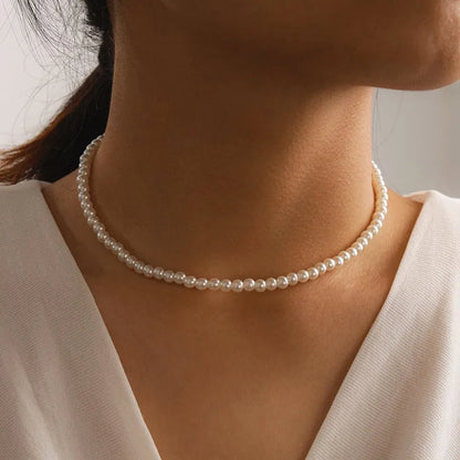 Imitation Pearl Necklace Adjustable Elegant Irregular Beads New Trend Date Wedding Party Jewelry Women Girls Gift
