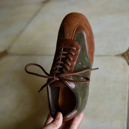 Vintage German Training Baseball Shoes for Women's Genuine Leather Woman Running Sports Shoes Outdoor Tennis Lace-up Sneakers
