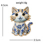 Wuli&baby Blue-and -White Porcelain Collection Animal Brooches For Women Unisex Goat Cat Butterfly Birds Party Office Brooch Pin