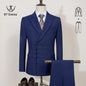 ST Cassy Elegant Men Suit for Wedding Slim Fit Double Breasted Multiple Buttons Casual Business Man 2 Piece Set Party Outfit