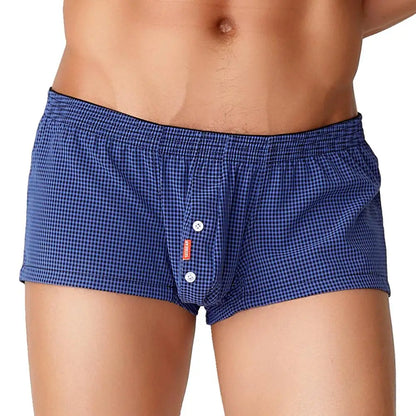 SEOBEAN Plaid Boxers Men's Underwear Boxer Shorts Home Lounge Arrow Panties Shorts Male Underpants Breathable Men Sleep Bottoms
