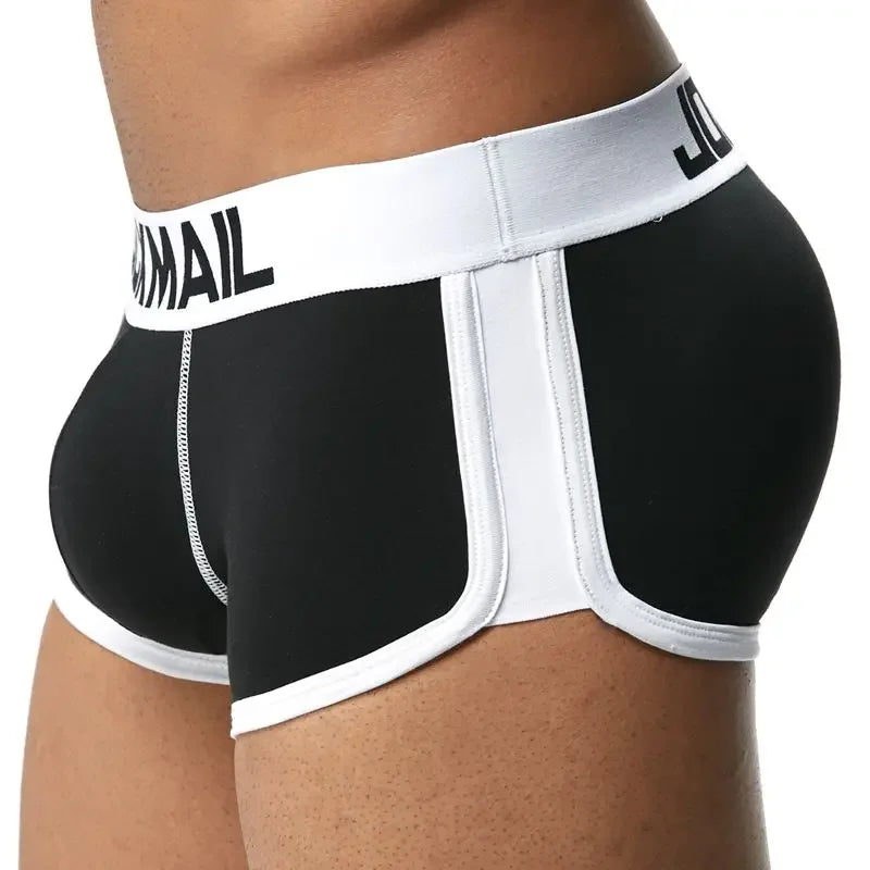 Men Trunks Built-in Fake Butt Hip Lifter Enhancer Shorts Boxer Padded Underwear Underpants Breathable with Removable Pads