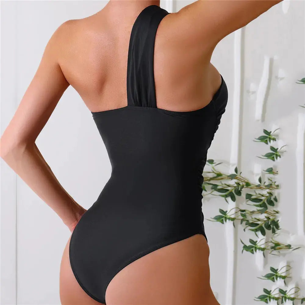 Sexikinis One Shoulder Black One Piece Swimsuit