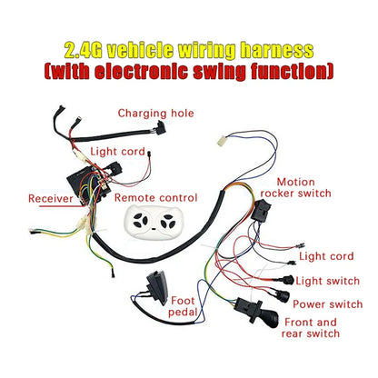 Children Electric Car DIY Modified Wires And Switch Kit With 2.4G Bluetooth RC And Controller For Baby Electric Car Self-made