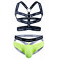 Sexy Gay Men Underwear Bondage Mens Harness Thongs Set Body Chest Costume G-string Jockstrap Lingerie Man Halter Neck Hollow Out