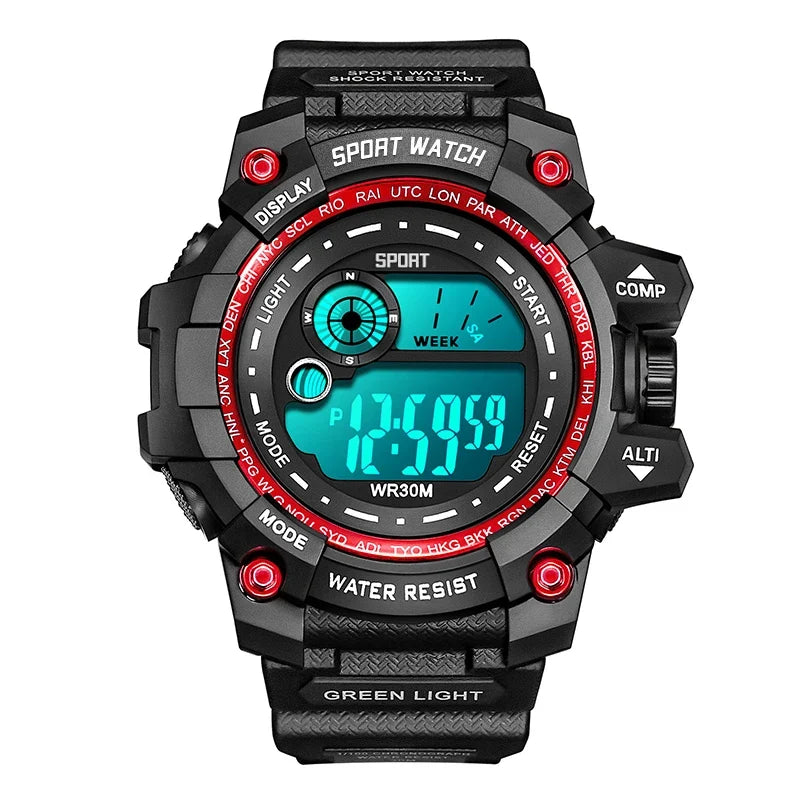 Men LED Digital Watch – Luminous Waterproof Sport Military Wristwatch