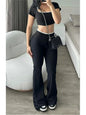 Women's Sexy Slim Set Fashion Short Sleeve Square Collar T Shirt Tops+High Waist Long Pants 2 Piece Sets For Female Streetwear