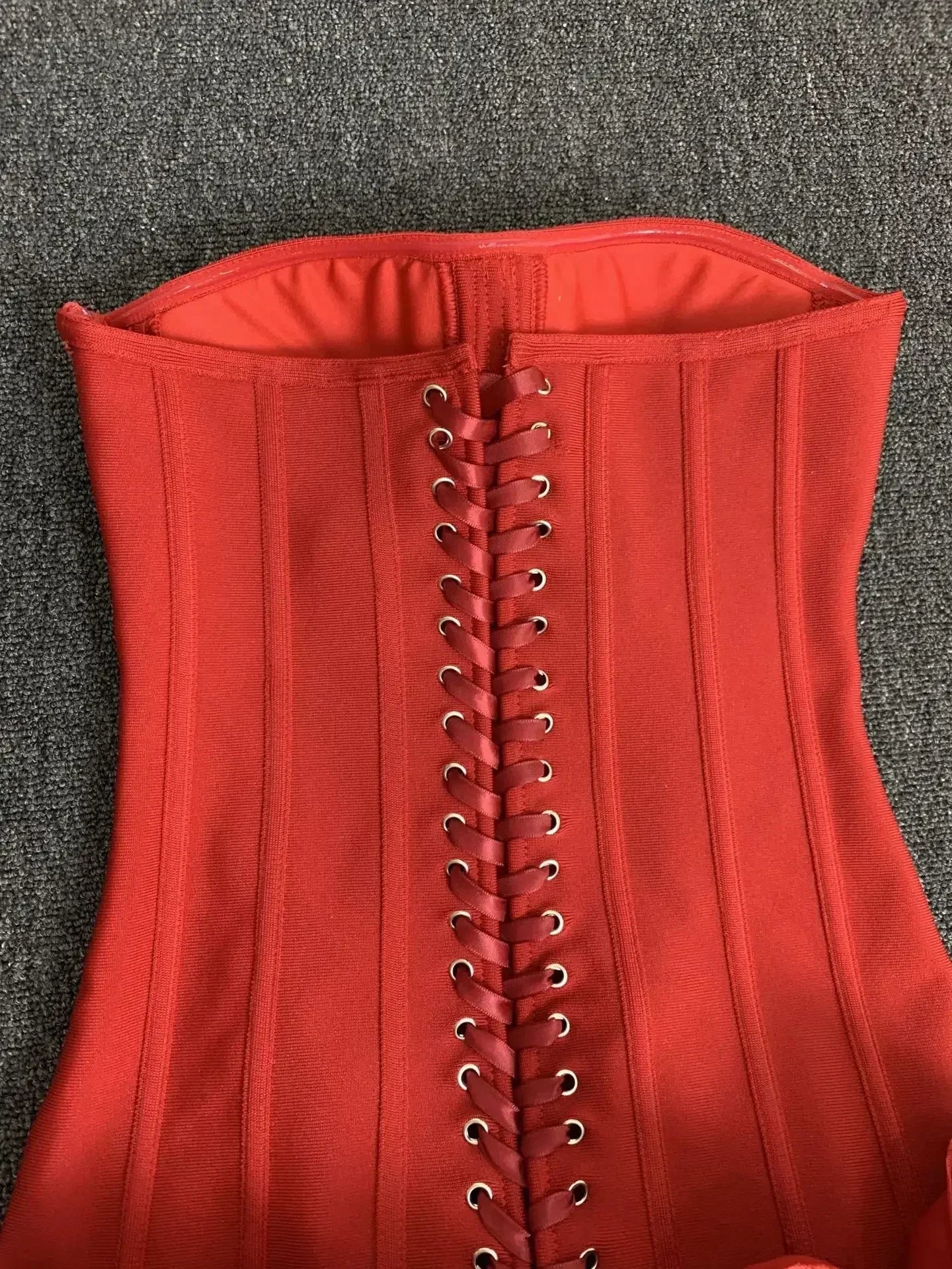 Real Photos Women New Bandage Dress Strapless Laced Up Back Flowers Hem Bodycon Mini Celebrity Evening Party Birthday Dresses