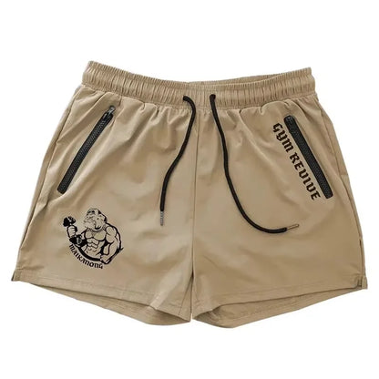 Men's Quick Dry Side Printed Shorts Double Zipper Pocket Side Design Running Basketball Training Fitness Shorts Summer