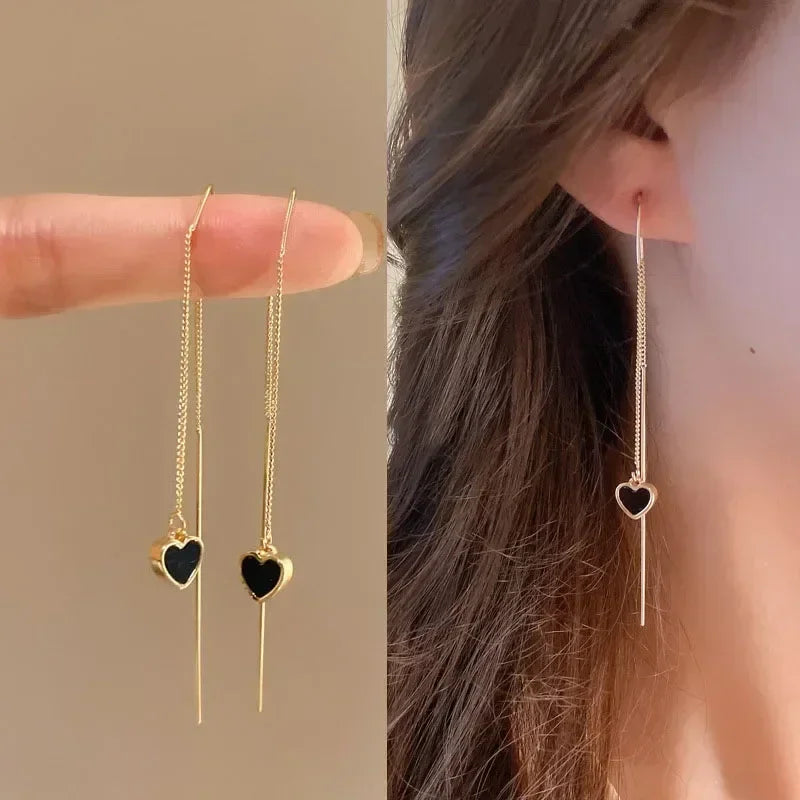 925 Silver Earring For Women Long Tassel Earrings Ear Line pendientes Fashion Zircon Star Drop Earrings