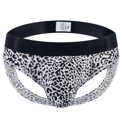 Sexy Leopard Hollow Men's Briefs  Men Underwear Low Waist Gay Jockstrap Panties Bikini Sissy Underpants Male Thong Breathable