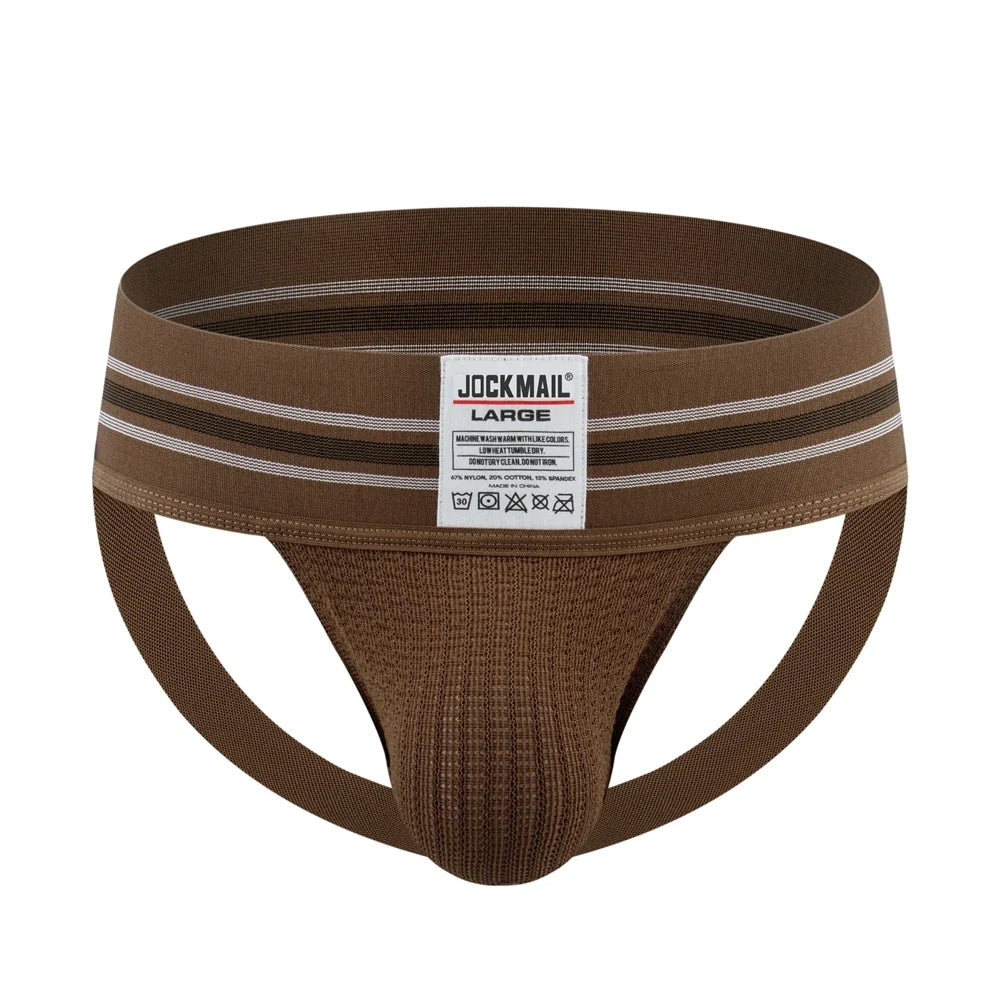 JOCKMAIL Sexy Underwear Men Thong Jockstrap Lingerie G String Man Penis Pouch Cueca Homem Underpants Wide Waistband Panties
