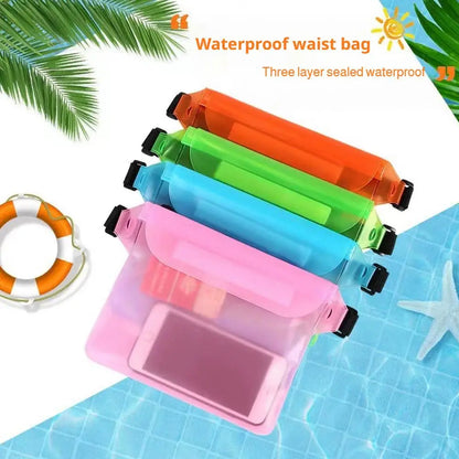 Swimming Waterproof Waist Bag Pack PVC Triple Sealed Beach Phone Case Outdoor Water Parties Watersports Drifting Diving Dry Bag
