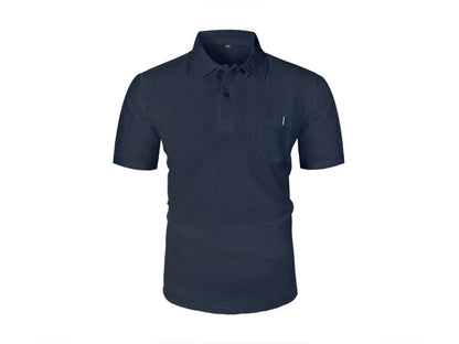 Cool Breeze Men’s Summer Ice Silk Lapel Pocket Polo Shirt