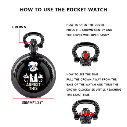 Trump Victory Pendant Quartz Pocket Watch – Collectible Souvenir Timepiece