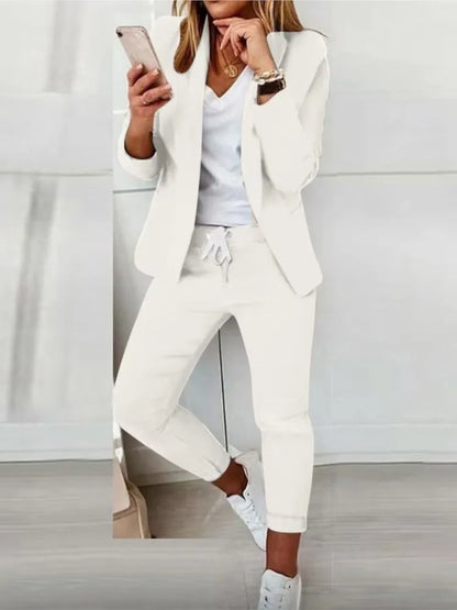 2 Piece Women's Autumn Winter Suit Fashion Slim Fit Lace-Up Small Feet