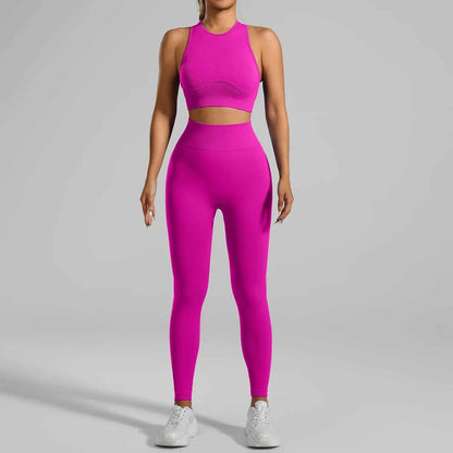 Seamless Ribbed High Waisted Yoga Set