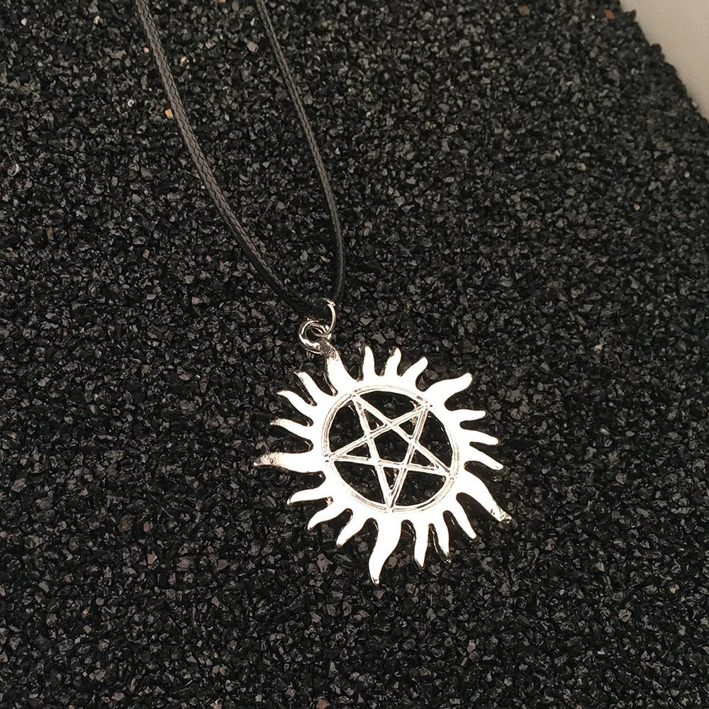 Supernatural Pentagram Star Pendant Necklace for Women Men Black Fashion Choker Wicca Witchcraft Vintage Goth Gothic Jewelry