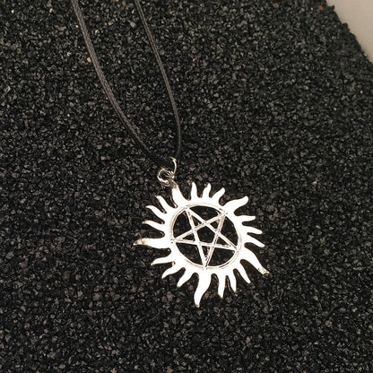 Supernatural Pentagram Star Pendant Necklace for Women Men Black Fashion Choker Wicca Witchcraft Vintage Goth Gothic Jewelry