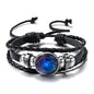 Luminous 12 Zodiac Constellation Sign Braided Couples Leather Bracelet For men Black Rope Charm Party Grow in the dark Jewelry