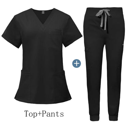 Unisex V-Neck Scrub Set with Jogger Pants